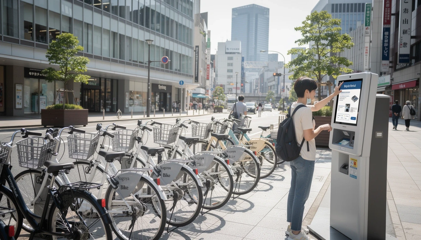 栄のオアシス21前に停めた自転車